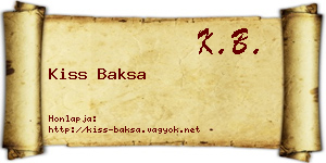Kiss Baksa névjegykártya
